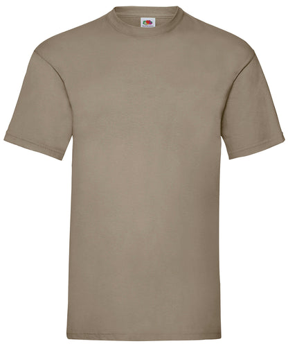 Tryck din logga på T-shirts från Fruit of the Loom - Anpassa Valueweight T- Herr i färgen Khaki för företag, föreningar och privatpersoner