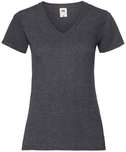 Tryck din logga på T-shirts från Fruit of the Loom - Anpassa Valueweight V-ringad T-shirt -Dam i färgen Mörkgrå för företag, föreningar och privatpersoner