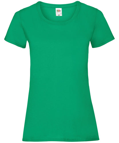 Tryck din logga på T-shirts från Fruit of the Loom - Anpassa Valueweight T-shirt – Dam i färgen Mellan grön för företag, föreningar och privatpersoner