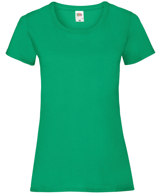 Tryck din logga på T-shirts från Fruit of the Loom - Anpassa Valueweight T-shirt – Dam i färgen Mellan grön för företag, föreningar och privatpersoner