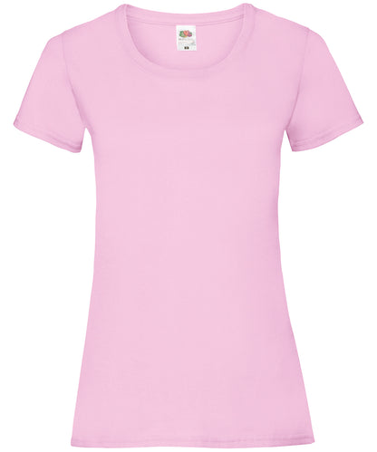 Tryck din logga på T-shirts från Fruit of the Loom - Anpassa Valueweight T-shirt – Dam i färgen Ljusrosa för företag, föreningar och privatpersoner