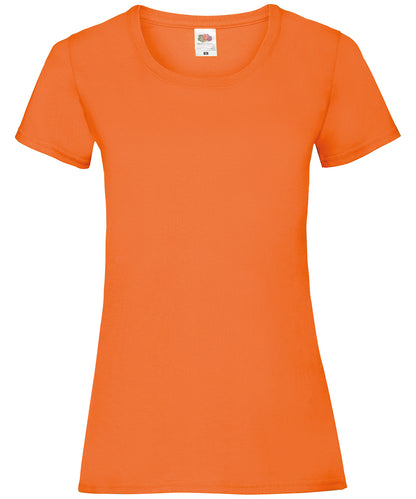Tryck din logga på T-shirts från Fruit of the Loom - Anpassa Valueweight T-shirt – Dam i färgen Mellan Orange för företag, föreningar och privatpersoner