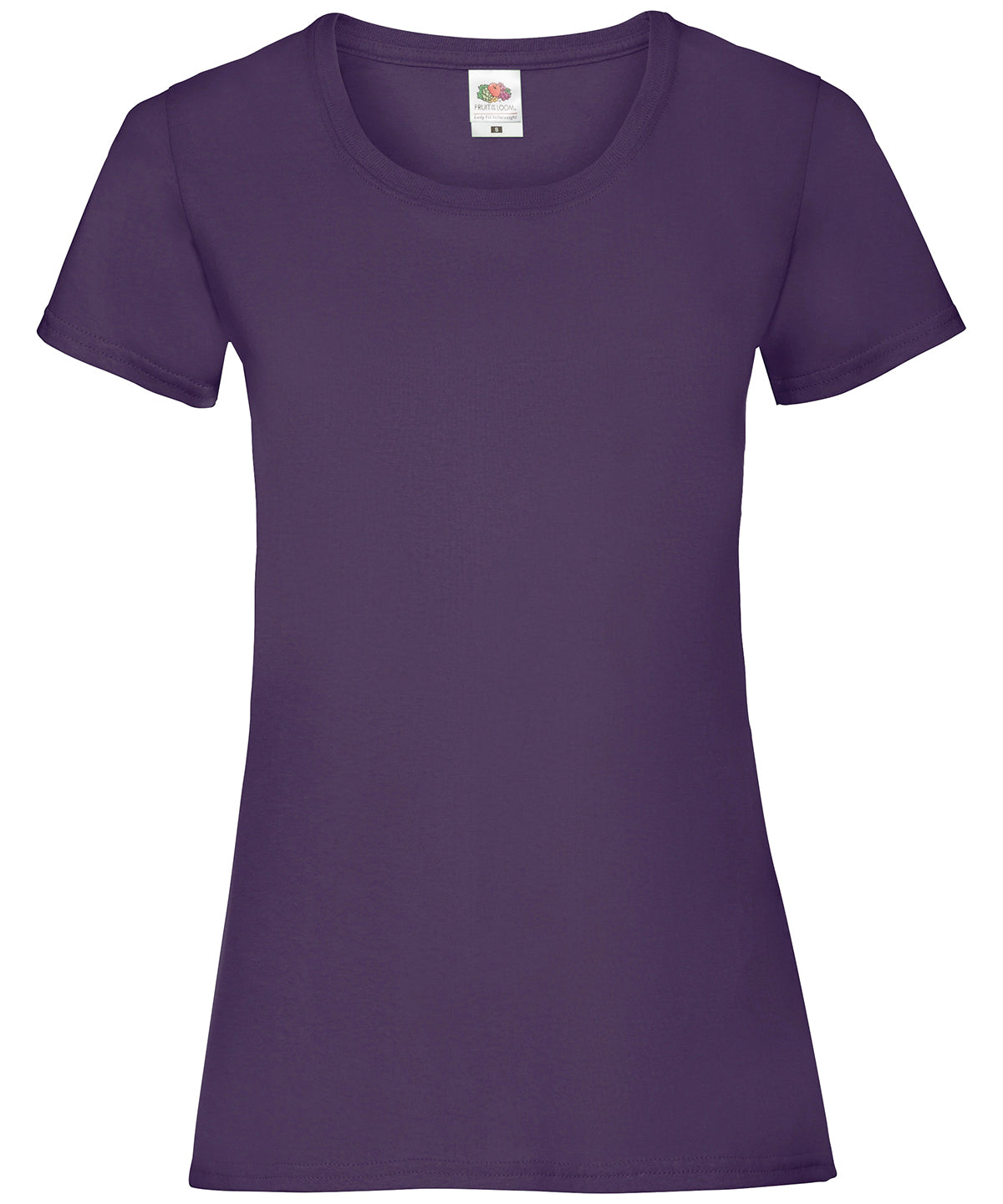 Tryck din logga på T-shirts från Fruit of the Loom - Anpassa Valueweight T-shirt – Dam i färgen Mörk lila för företag, föreningar och privatpersoner