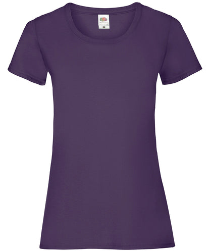 Tryck din logga på T-shirts från Fruit of the Loom - Anpassa Valueweight T-shirt – Dam i färgen Mörk lila för företag, föreningar och privatpersoner