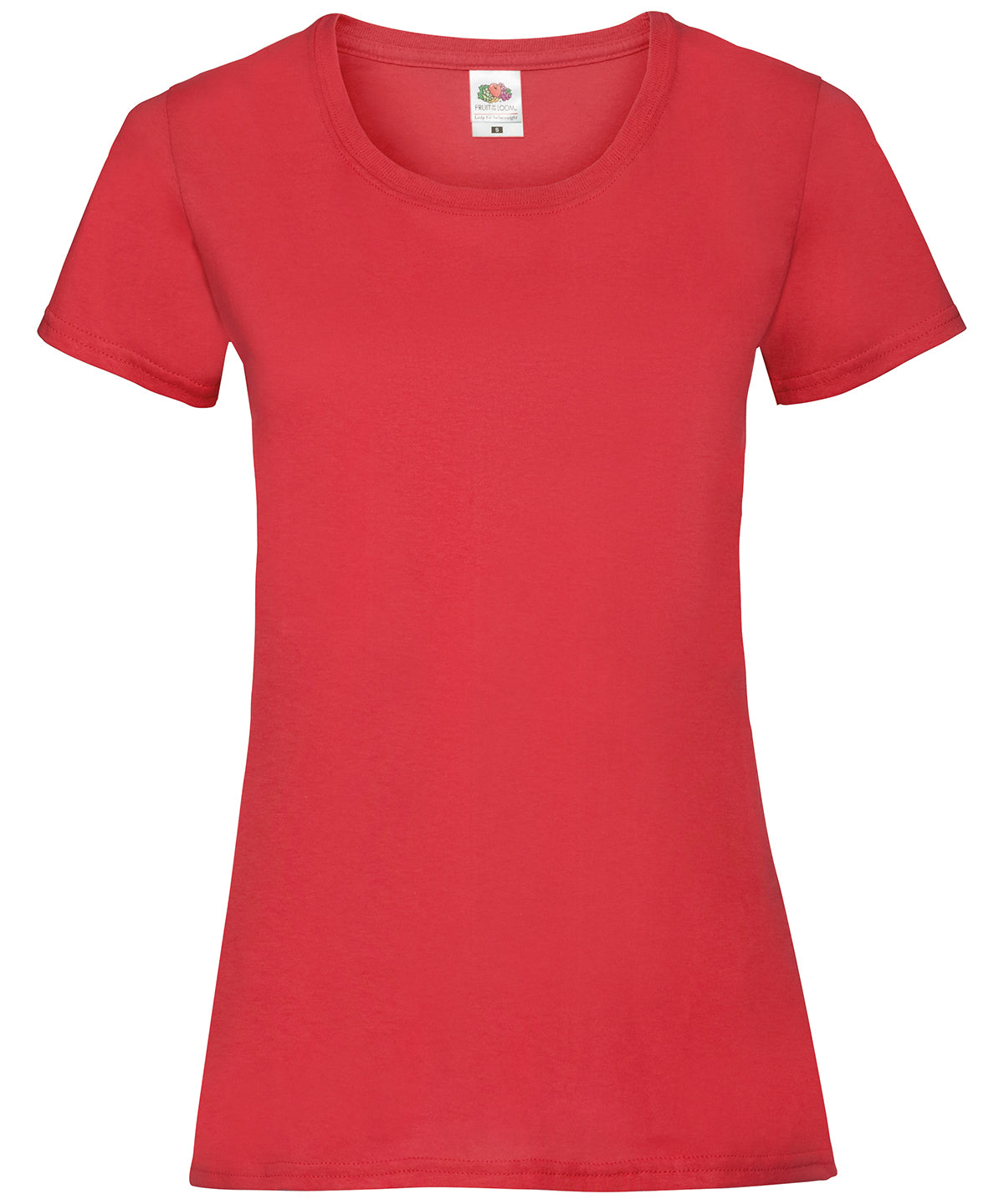Tryck din logga på T-shirts från Fruit of the Loom - Anpassa Valueweight T-shirt – Dam i färgen Mellan röd för företag, föreningar och privatpersoner
