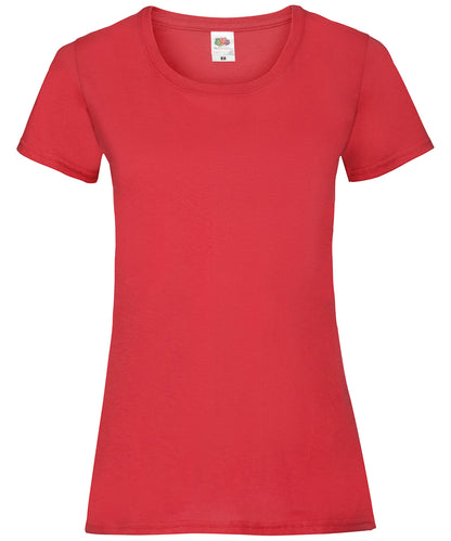 Tryck din logga på T-shirts från Fruit of the Loom - Anpassa Valueweight T-shirt – Dam i färgen Mellan röd för företag, föreningar och privatpersoner