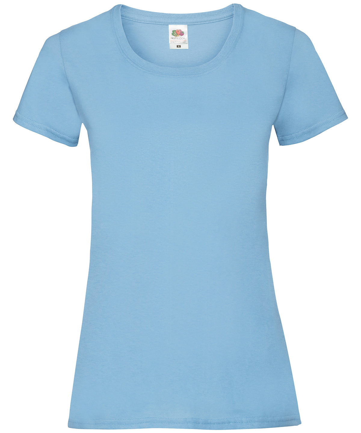 Tryck din logga på T-shirts från Fruit of the Loom - Anpassa Valueweight T-shirt – Dam i färgen Himmelblå för företag, föreningar och privatpersoner