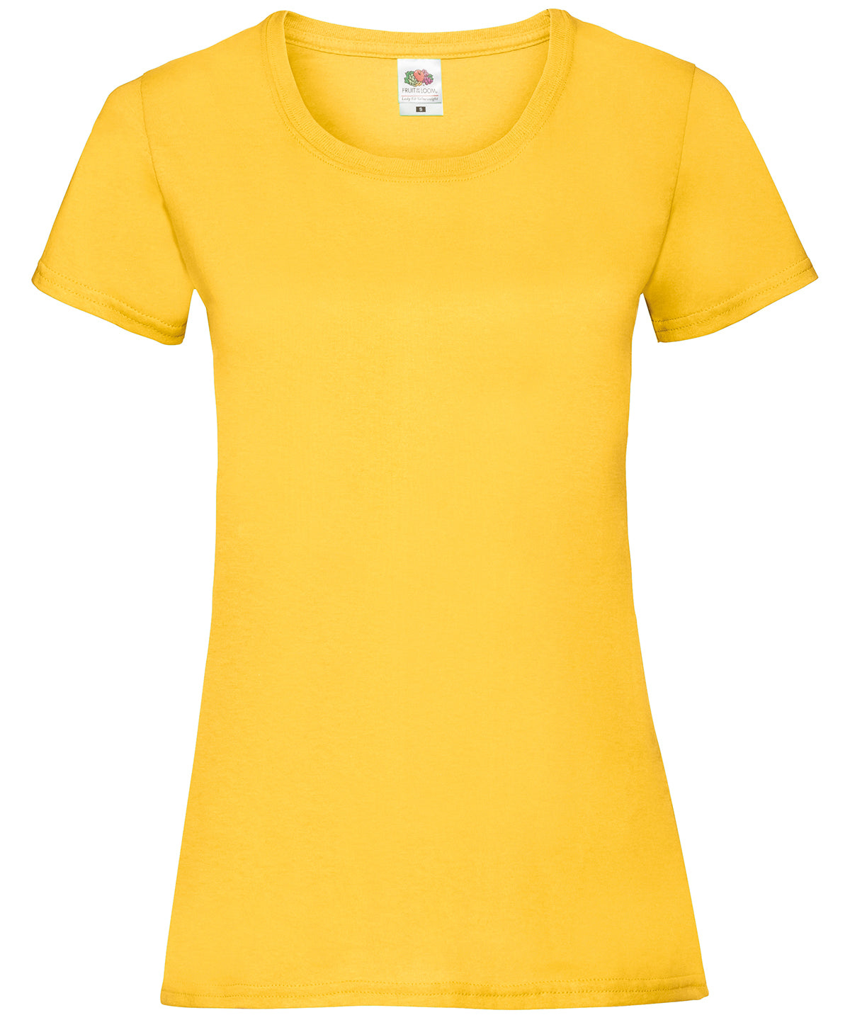 Tryck din logga på T-shirts från Fruit of the Loom - Anpassa Valueweight T-shirt – Dam i färgen Mellan gul för företag, föreningar och privatpersoner