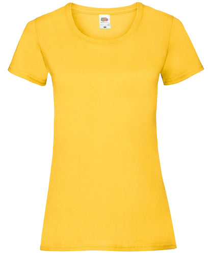 Tryck din logga på T-shirts från Fruit of the Loom - Anpassa Valueweight T-shirt – Dam i färgen Mellan gul för företag, föreningar och privatpersoner