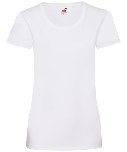 Tryck din logga på T-shirts från Fruit of the Loom - Anpassa Valueweight T-shirt – Dam i färgen Vit för företag, föreningar och privatpersoner