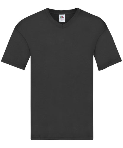 Tryck din logga på T-shirts från Fruit of the Loom - Anpassa Original V-ringad T-shirt –Herr i färgen Svart för företag, föreningar och privatpersoner