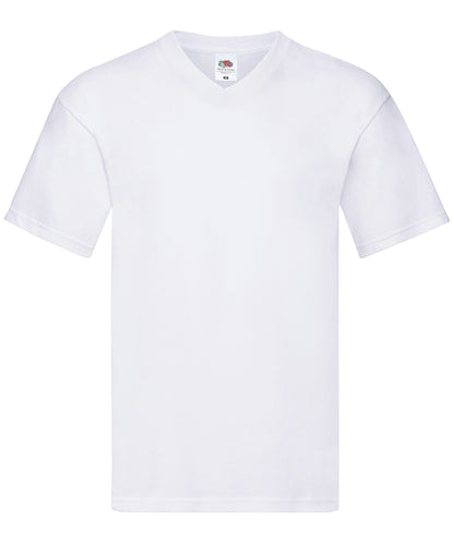 Tryck din logga på T-shirts från Fruit of the Loom - Anpassa Original V-ringad T-shirt –Herr i färgen Vit för företag, föreningar och privatpersoner