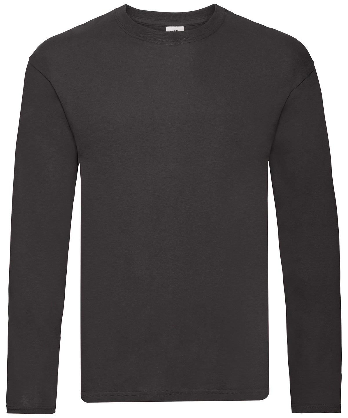 Tryck din logga på T-shirts från Fruit of the Loom - Anpassa Original Långärmad T-shirt – Unisex i färgen Svart för företag, föreningar och privatpersoner