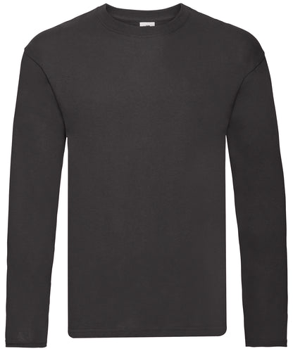 Tryck din logga på T-shirts från Fruit of the Loom - Anpassa Original Långärmad T-shirt – Unisex i färgen Svart för företag, föreningar och privatpersoner