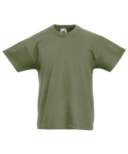 Tryck din logga på T-shirts från Fruit of the Loom - Anpassa Original T-shirt – Barn i färgen Oliv för företag, föreningar och privatpersoner