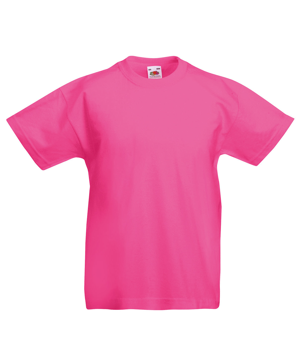 Tryck din logga på T-shirts från Fruit of the Loom - Anpassa Original T-shirt – Barn i färgen Fuchsia för företag, föreningar och privatpersoner