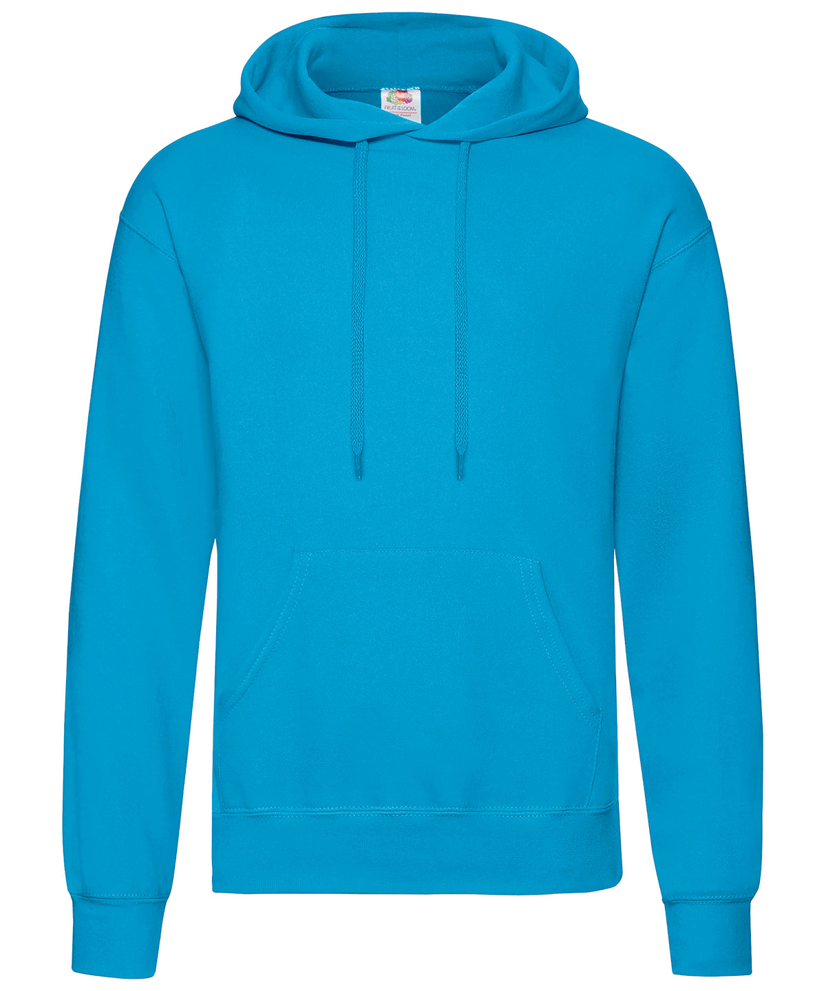 Tryck din logga på Hoodies från Fruit of the Loom - Anpassa Fruit Of The Loom - Klassisk 80/20 sweatshirt med huva i färgen Mellanblå för företag, föreningar och privatpersoner