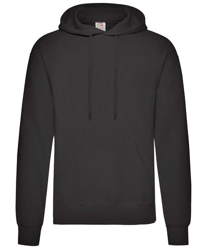 Tryck din logga på Hoodies från Fruit of the Loom - Anpassa Fruit Of The Loom - Klassisk 80/20 sweatshirt med huva i färgen Svart för företag, föreningar och privatpersoner