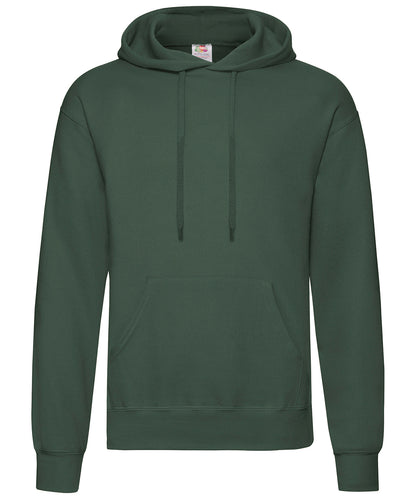 Tryck din logga på Hoodies från Fruit of the Loom - Anpassa Fruit Of The Loom - Klassisk 80/20 sweatshirt med huva i färgen Djup grön för företag, föreningar och privatpersoner