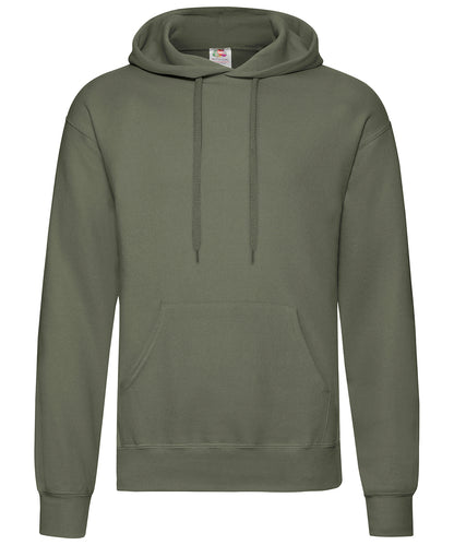 Tryck din logga på Hoodies från Fruit of the Loom - Anpassa Fruit Of The Loom - Klassisk 80/20 sweatshirt med huva i färgen Oliv för företag, föreningar och privatpersoner