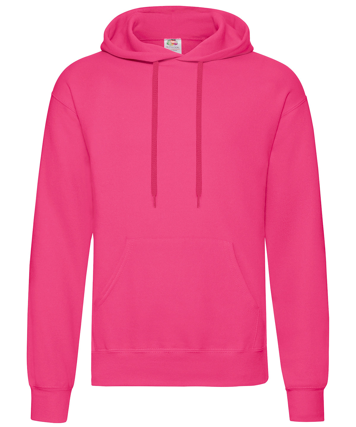 Tryck din logga på Hoodies från Fruit of the Loom - Anpassa Fruit Of The Loom - Klassisk 80/20 sweatshirt med huva i färgen Fuchsia för företag, föreningar och privatpersoner