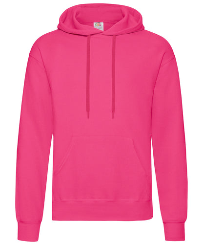 Tryck din logga på Hoodies från Fruit of the Loom - Anpassa Fruit Of The Loom - Klassisk 80/20 sweatshirt med huva i färgen Fuchsia för företag, föreningar och privatpersoner