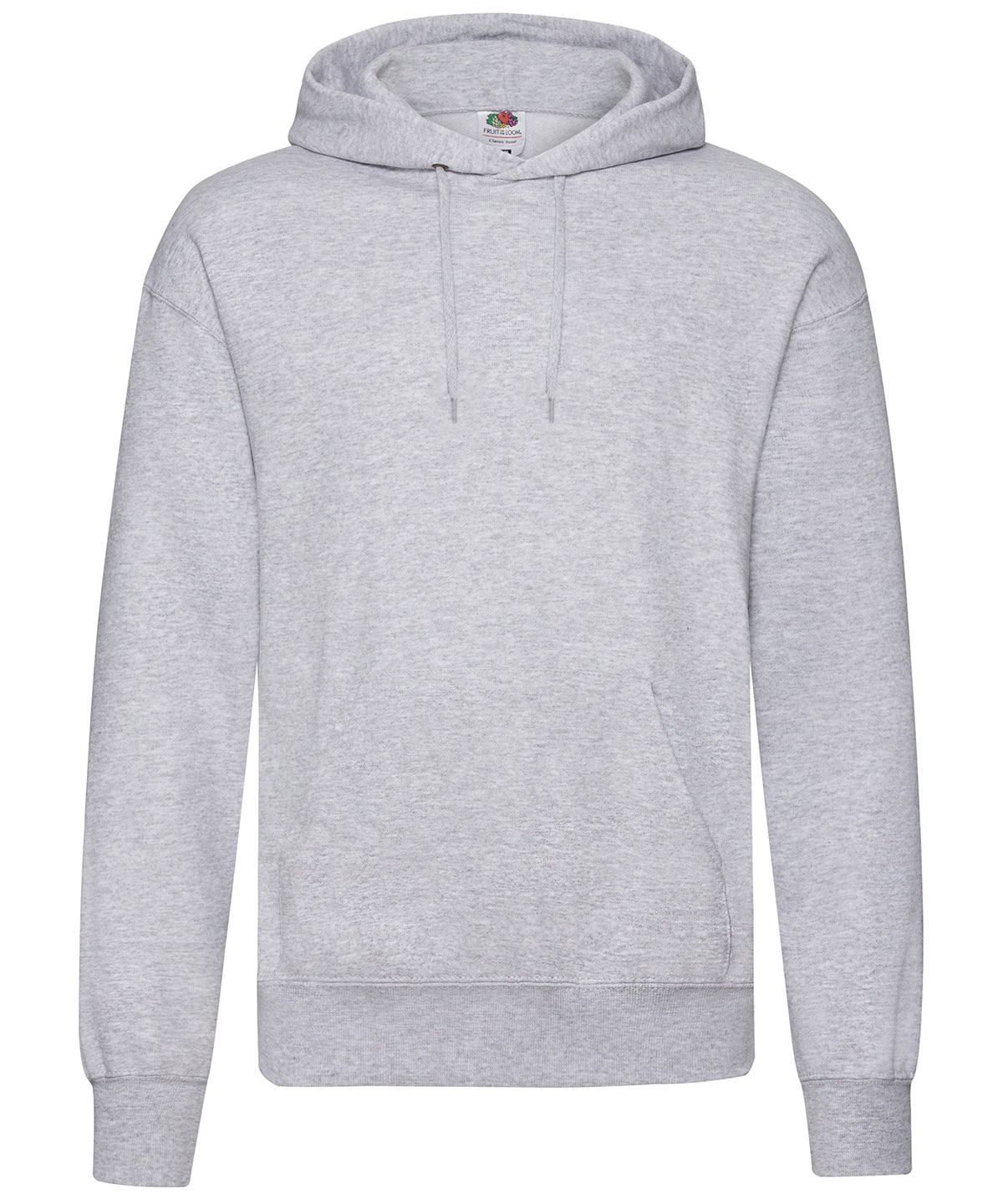 Tryck din logga på Hoodies från Fruit of the Loom - Anpassa Fruit Of The Loom - Klassisk 80/20 sweatshirt med huva i färgen Ljunggrå för företag, föreningar och privatpersoner