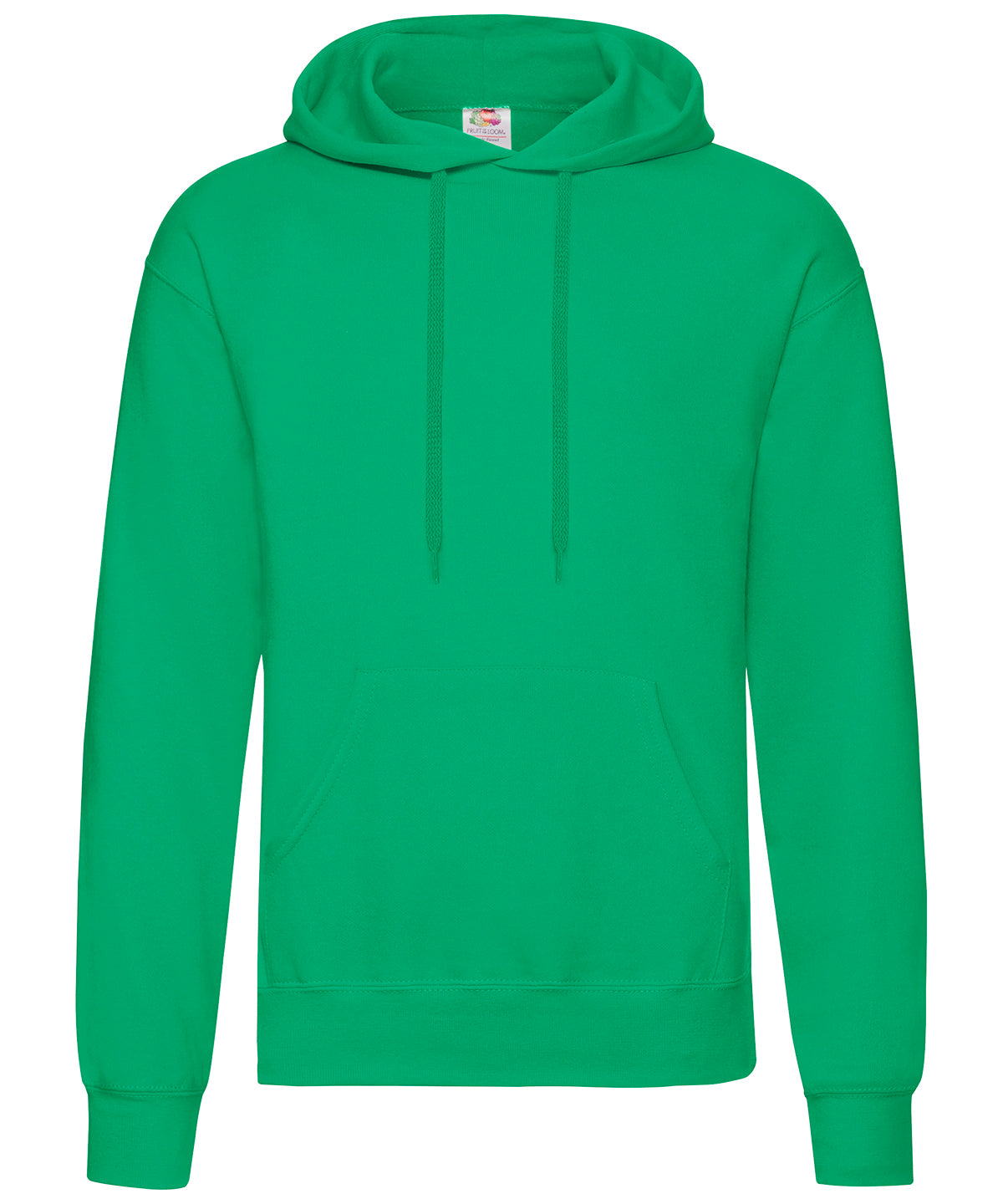 Tryck din logga på Hoodies från Fruit of the Loom - Anpassa Fruit Of The Loom - Klassisk 80/20 sweatshirt med huva i färgen Mellan grön för företag, föreningar och privatpersoner