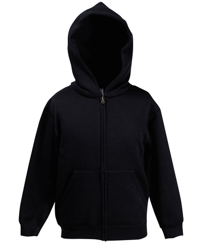 Tryck din logga på Hoodies från Fruit of the Loom - Anpassa Fruit Of The Loom - Klassisk Hoodie för barn i färgen Svart för företag, föreningar och privatpersoner