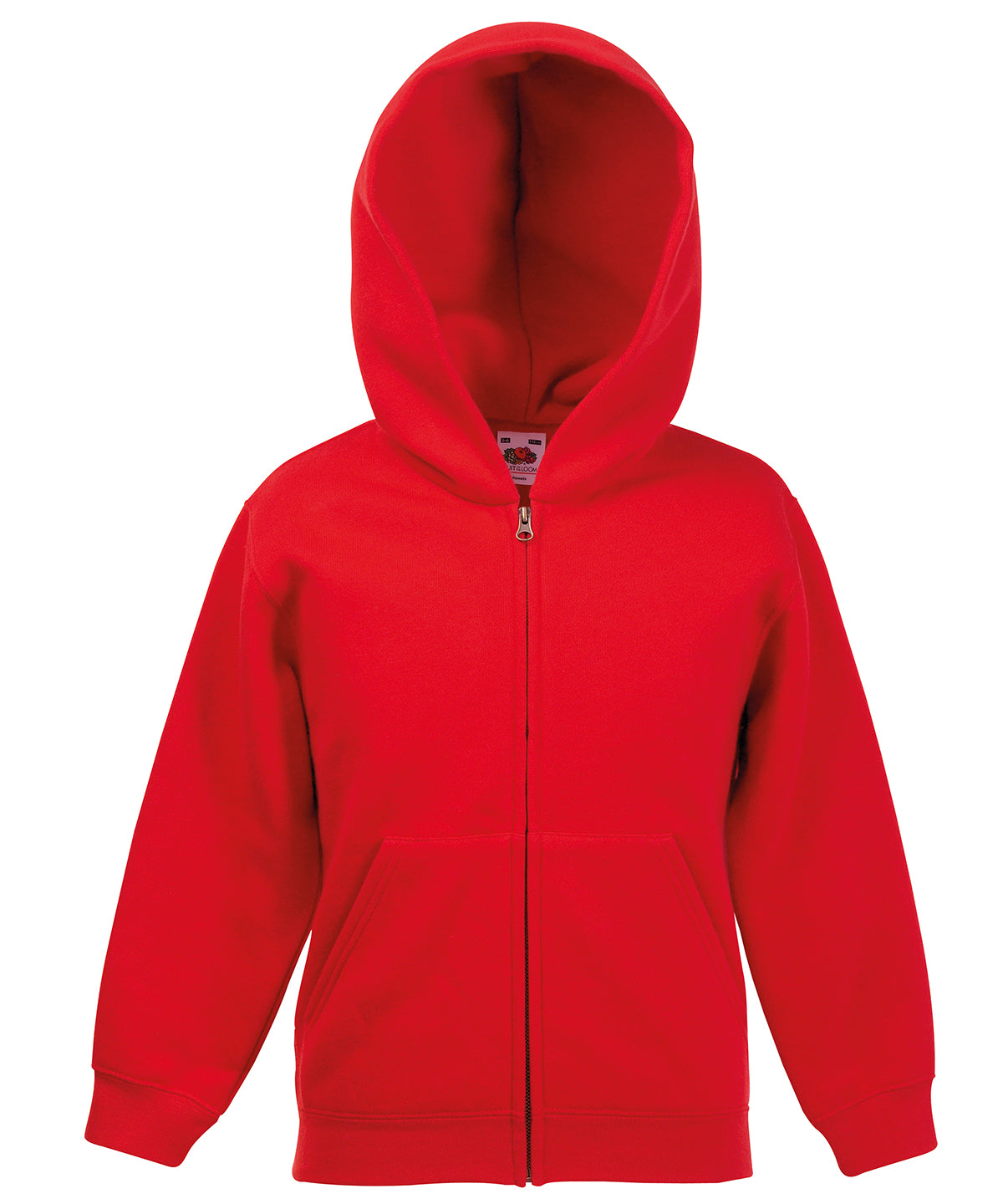 Tryck din logga på Hoodies från Fruit of the Loom - Anpassa Fruit Of The Loom - Klassisk Hoodie för barn i färgen Mellan röd för företag, föreningar och privatpersoner