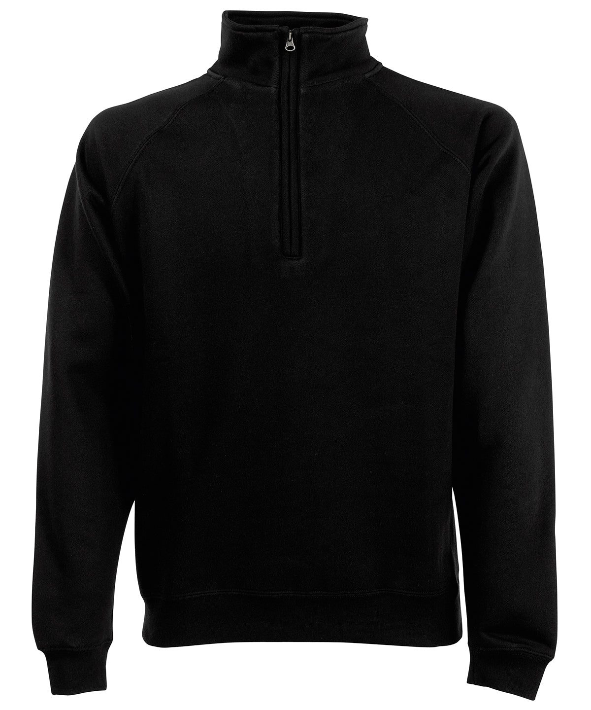 Tryck din logga på Sweatshirts från Fruit of the Loom - Anpassa Fruit Of The Loom - Klassisk 80/20 Sweatshirt med Hals och Dragkedja i färgen Svart för företag, föreningar och privatpersoner