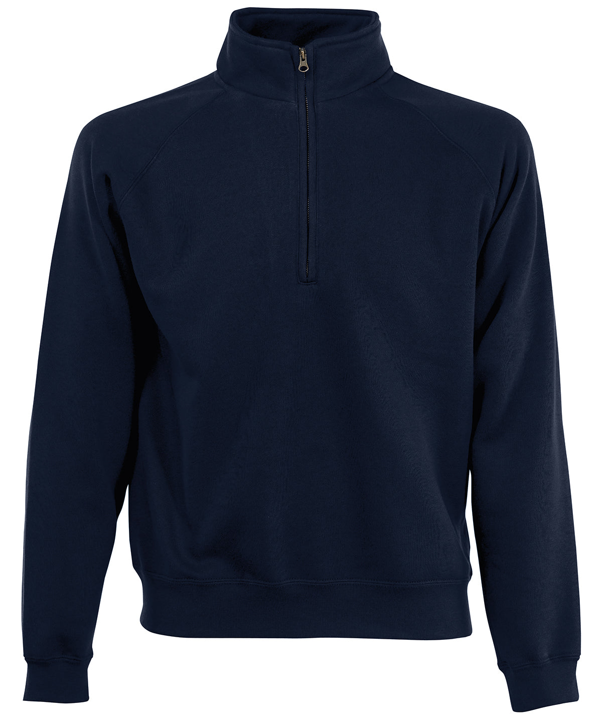 Tryck din logga på Sweatshirts från Fruit of the Loom - Anpassa Fruit Of The Loom - Klassisk 80/20 Sweatshirt med Hals och Dragkedja i färgen Marinblå för företag, föreningar och privatpersoner