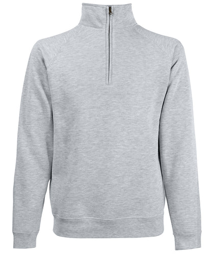 Tryck din logga på Sweatshirts från Fruit of the Loom - Anpassa Fruit Of The Loom - Klassisk 80/20 Sweatshirt med Hals och Dragkedja i färgen Ljunggrå för företag, föreningar och privatpersoner