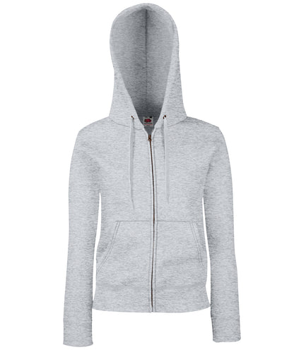 Tryck din logga på Hoodies från Fruit of the Loom - Anpassa Fruit Of The Loom - Premium 70/30 Hoodie för damer i färgen Ljunggrå för företag, föreningar och privatpersoner