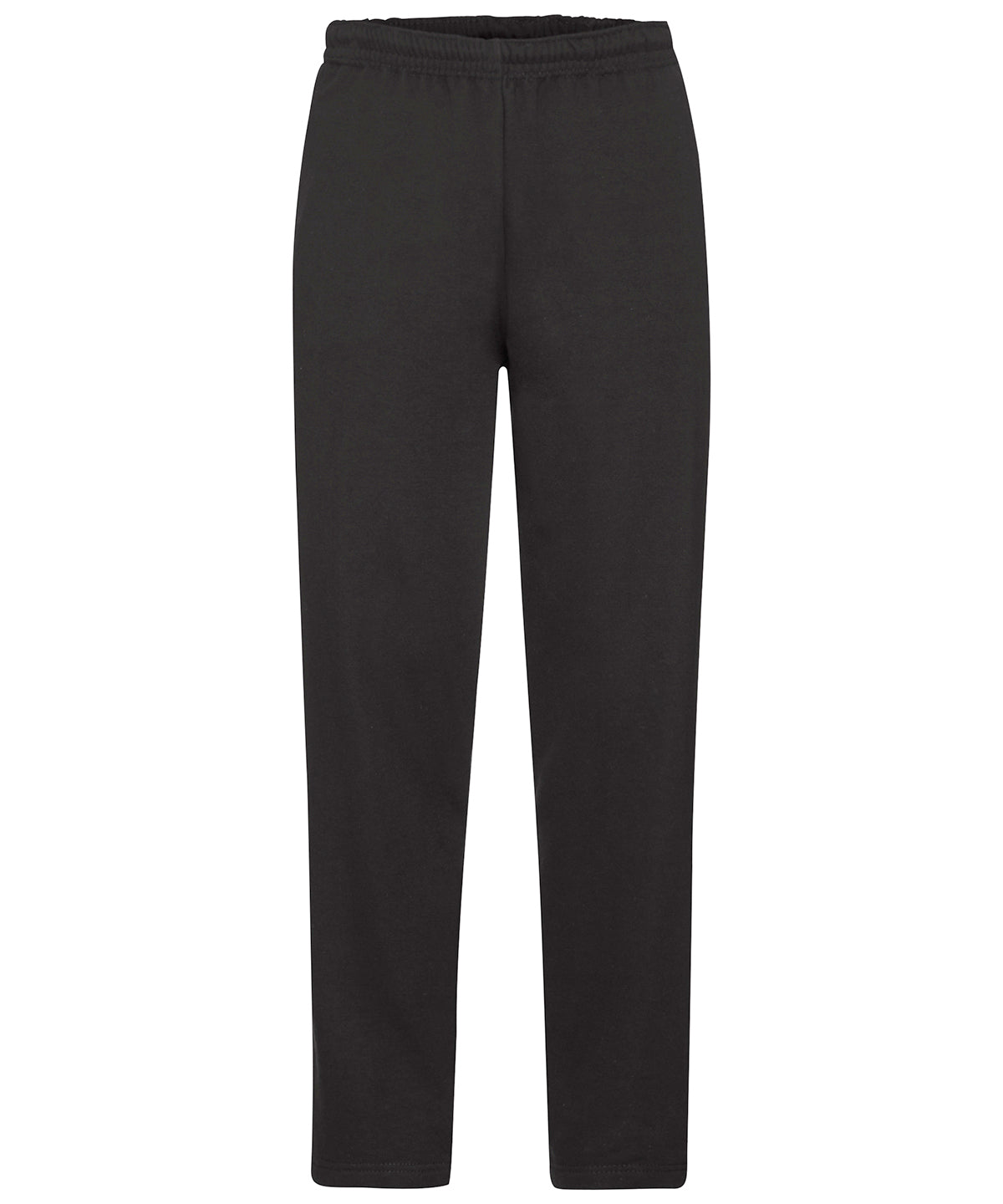 Tryck din logga på Mjukisbyxor från Fruit of the Loom - Anpassa Klassiska 80/20-sweatpants med öppna ben i färgen Svart för företag, föreningar och privatpersoner