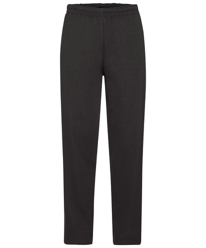 Tryck din logga på Mjukisbyxor från Fruit of the Loom - Anpassa Klassiska 80/20-sweatpants med öppna ben i färgen Svart för företag, föreningar och privatpersoner