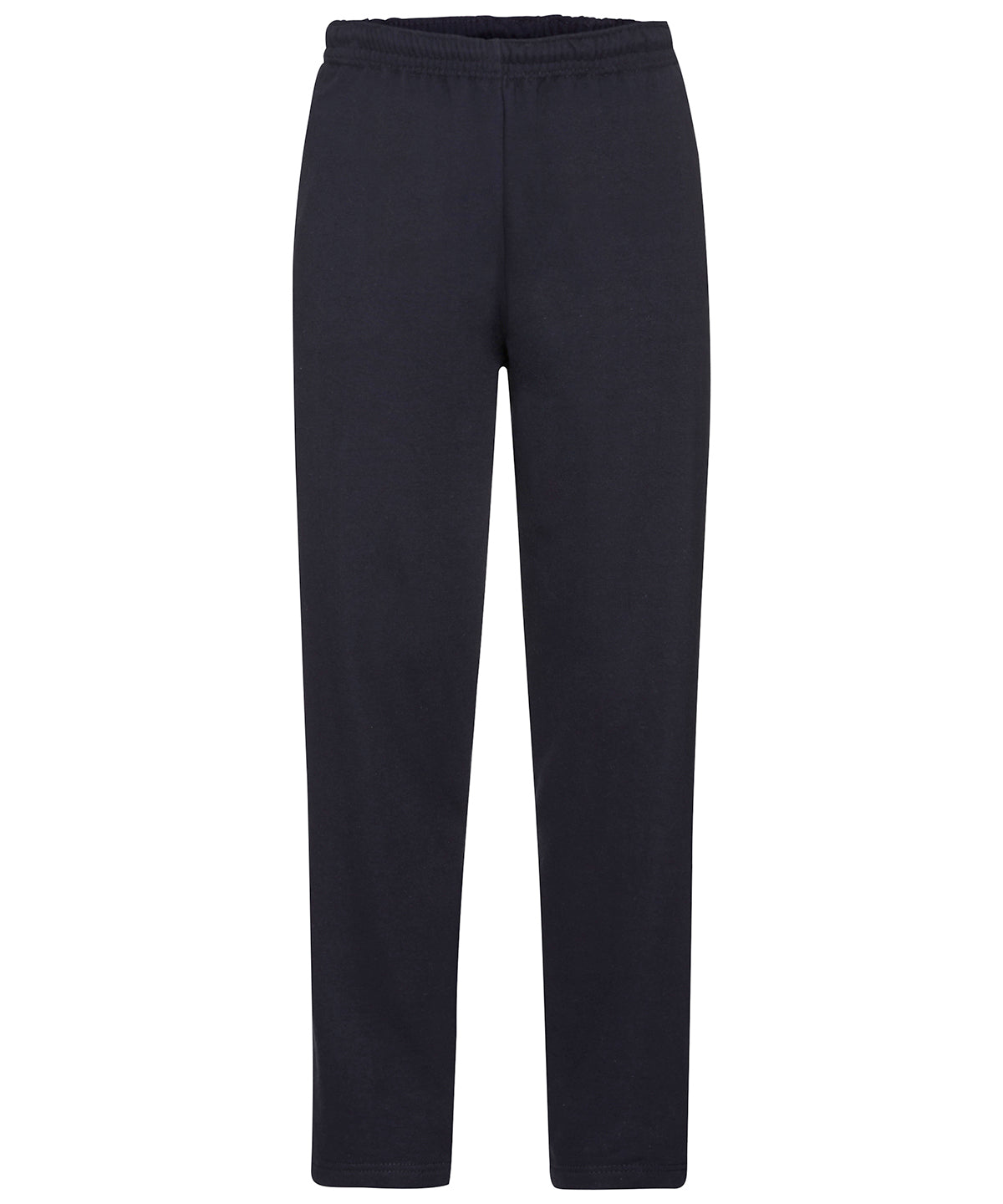 Tryck din logga på Mjukisbyxor från Fruit of the Loom - Anpassa Klassiska 80/20-sweatpants med öppna ben i färgen Marinblå för företag, föreningar och privatpersoner