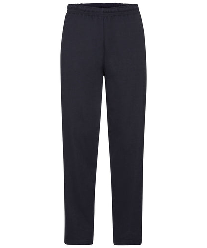Tryck din logga på Mjukisbyxor från Fruit of the Loom - Anpassa Klassiska 80/20-sweatpants med öppna ben i färgen Marinblå för företag, föreningar och privatpersoner