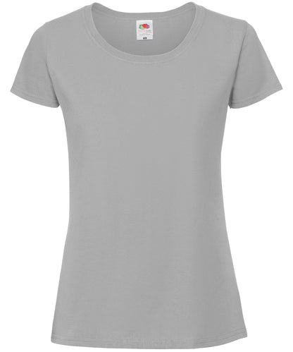 Tryck din logga på T-shirts från Fruit of the Loom - Anpassa Iconic 195 Premium T-shirt – Dam i färgen Silver för företag, föreningar och privatpersoner