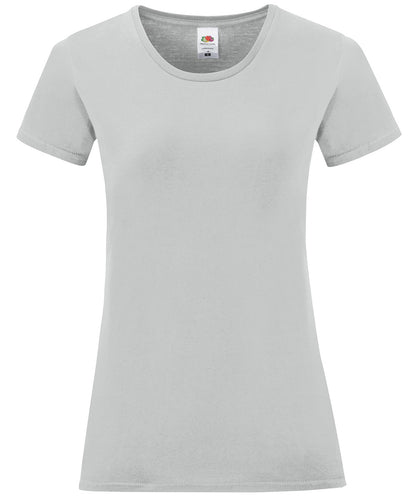 Tryck din logga på T-shirts från Fruit of the Loom - Anpassa Iconic T-shirt – Dam i färgen Silver S för företag, föreningar och privatpersoner