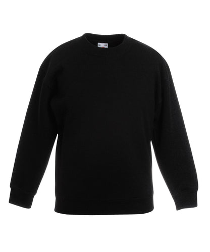 Tryck din logga på Sweatshirts från Fruit of the Loom - Anpassa Fruit Of The Loom - Premium-sweatshirt med set-in för barn i färgen Svart för företag, föreningar och privatpersoner