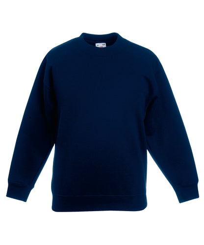 Tryck din logga på Sweatshirts från Fruit of the Loom - Anpassa Fruit Of The Loom - Premium-sweatshirt med set-in för barn i färgen Marinblå för företag, föreningar och privatpersoner
