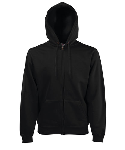 Tryck din logga på Hoodies från Fruit of the Loom - Anpassa Fruit Of The Loom - Premium 70/30 sweatshirt tröja med huva i färgen Svart för företag, föreningar och privatpersoner