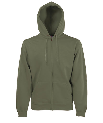 Tryck din logga på Hoodies från Fruit of the Loom - Anpassa Fruit Of The Loom - Premium 70/30 sweatshirt tröja med huva i färgen Oliv för företag, föreningar och privatpersoner