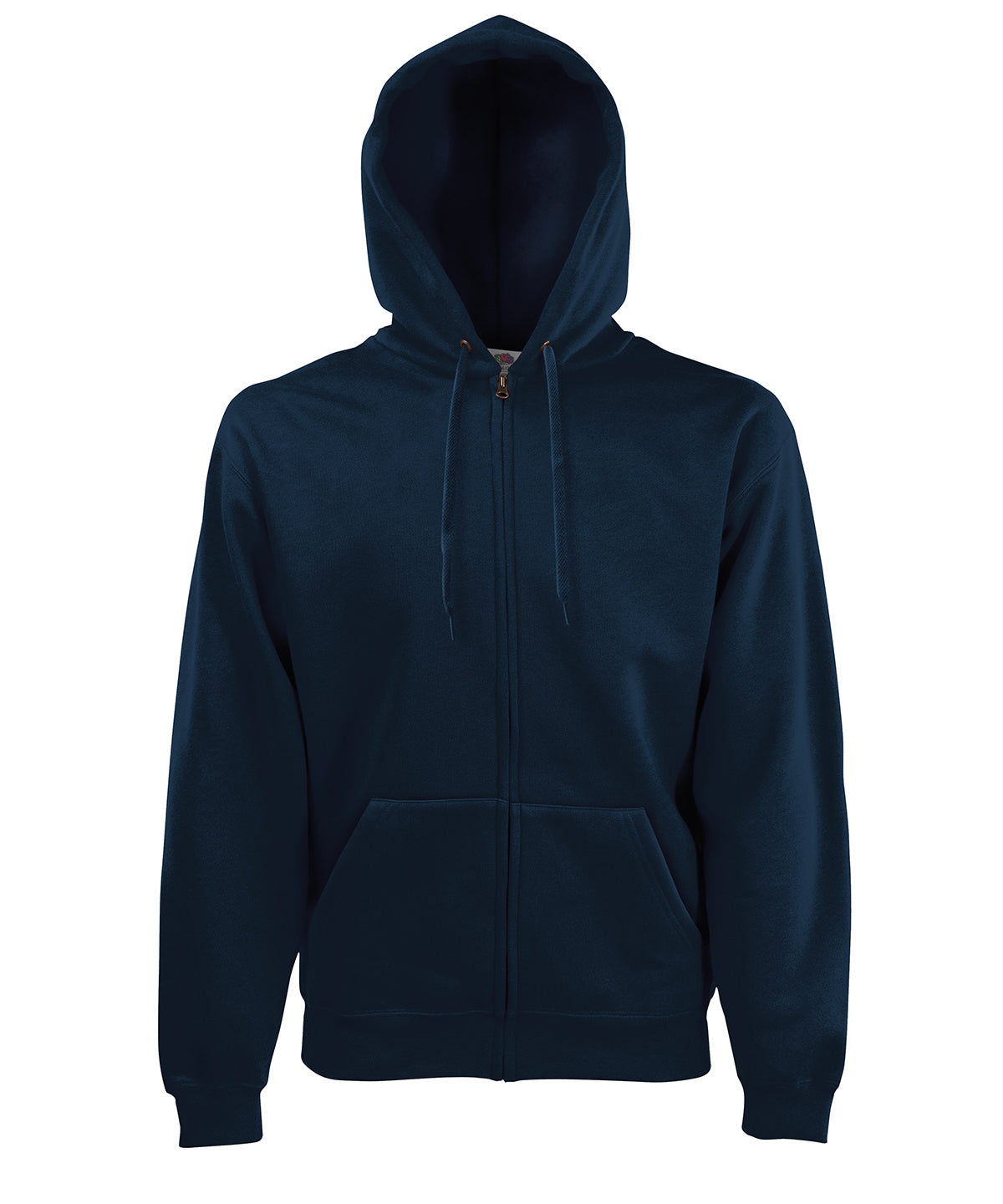 Tryck din logga på Hoodies från Fruit of the Loom - Anpassa Fruit Of The Loom - Premium 70/30 sweatshirt tröja med huva i färgen Marinblå för företag, föreningar och privatpersoner