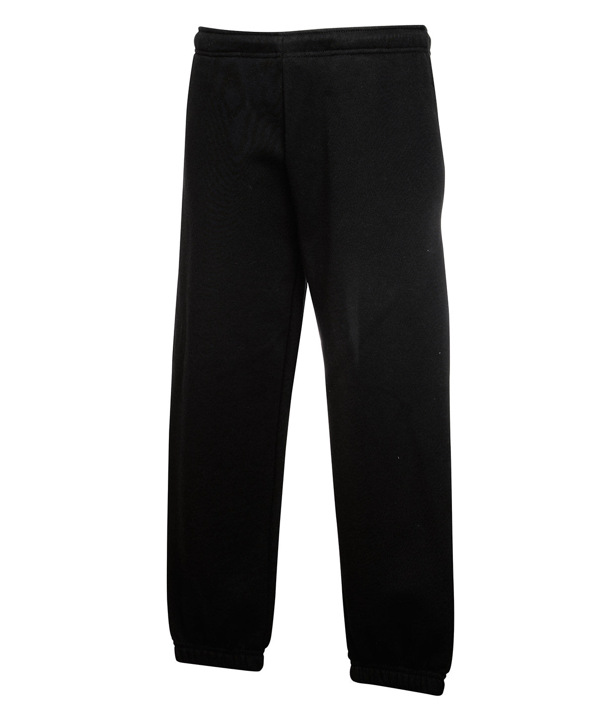 Tryck din logga på Mjukisbyxor från Fruit of the Loom - Anpassa Premium joggingbyxor med resår i ärmslut för barn i färgen Svart för företag, föreningar och privatpersoner