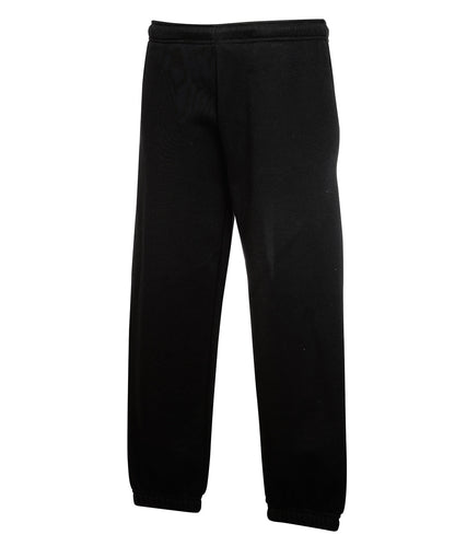 Tryck din logga på Mjukisbyxor från Fruit of the Loom - Anpassa Premium joggingbyxor med resår i ärmslut för barn i färgen Svart för företag, föreningar och privatpersoner