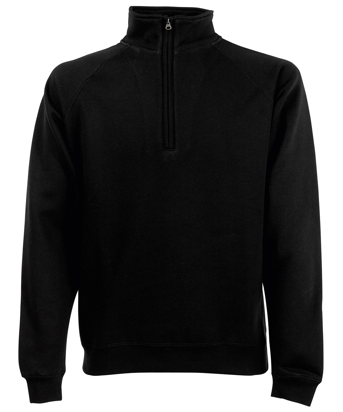 Tryck din logga på Sweatshirts från Fruit of the Loom - Anpassa Fruit Of The Loom - Premium 70/30 sweatshirt med halsringning och dragkedja i färgen Svart för företag, föreningar och privatpersoner