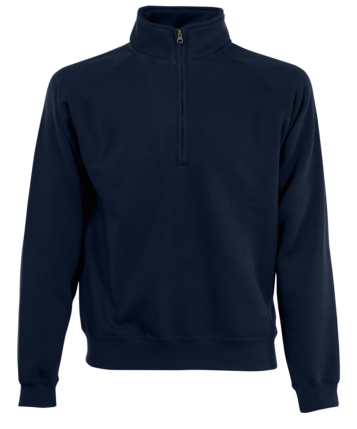 Tryck din logga på Sweatshirts från Fruit of the Loom - Anpassa Fruit Of The Loom - Premium 70/30 sweatshirt med halsringning och dragkedja i färgen Marinblå för företag, föreningar och privatpersoner