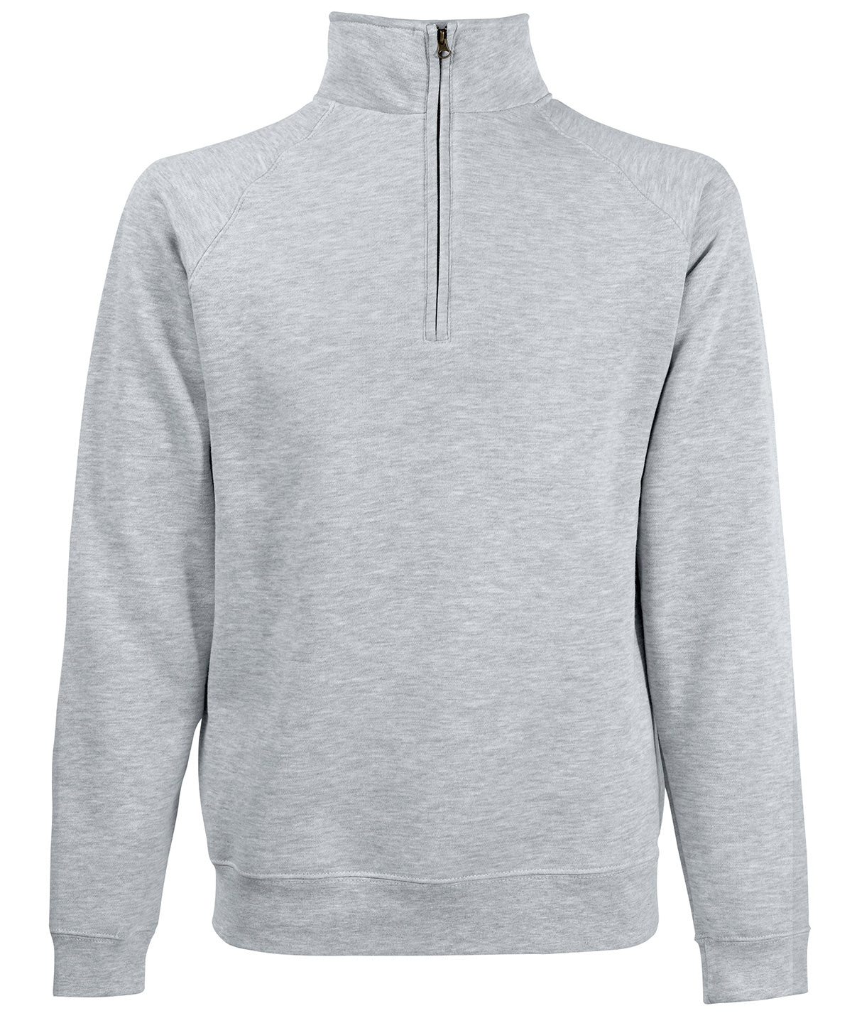 Tryck din logga på Sweatshirts från Fruit of the Loom - Anpassa Fruit Of The Loom - Premium 70/30 sweatshirt med halsringning och dragkedja i färgen Ljunggrå för företag, föreningar och privatpersoner
